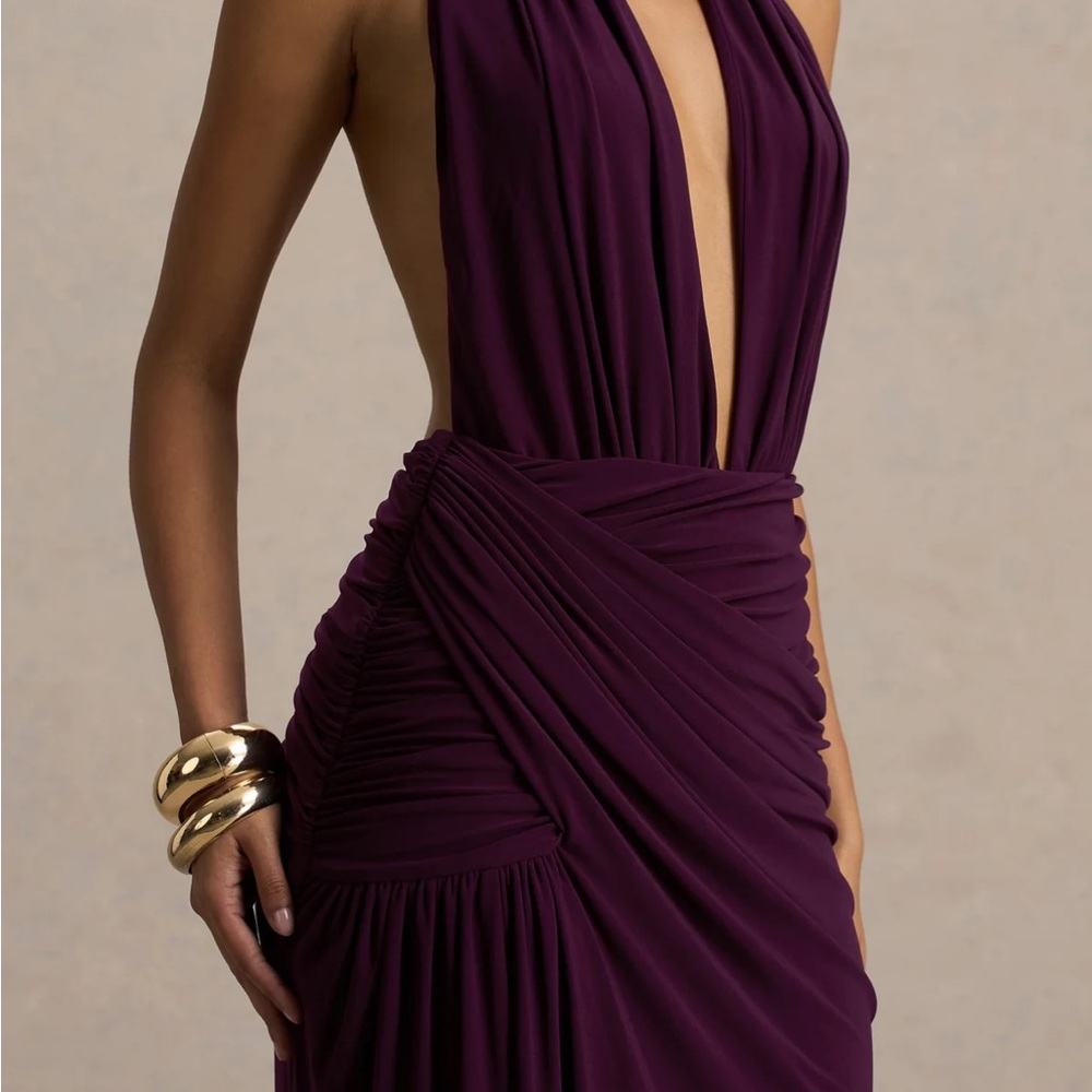 Club L London Deep Purple Backless Dress